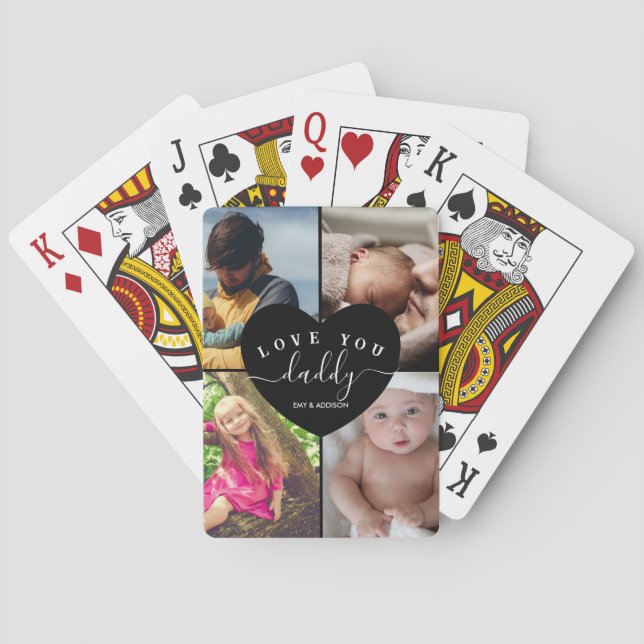 Personalized Photo Collage Love You Daddy Gifts Playing Cards (Back)