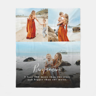 Personalized Photo Collage Love You Fleece Blanket