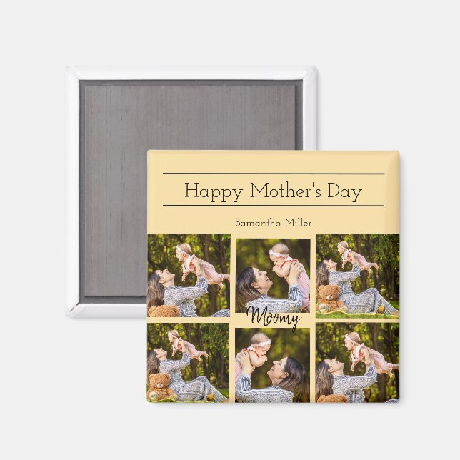 Personalized Photo Collage Magnet with Custom Text (Front/Back)