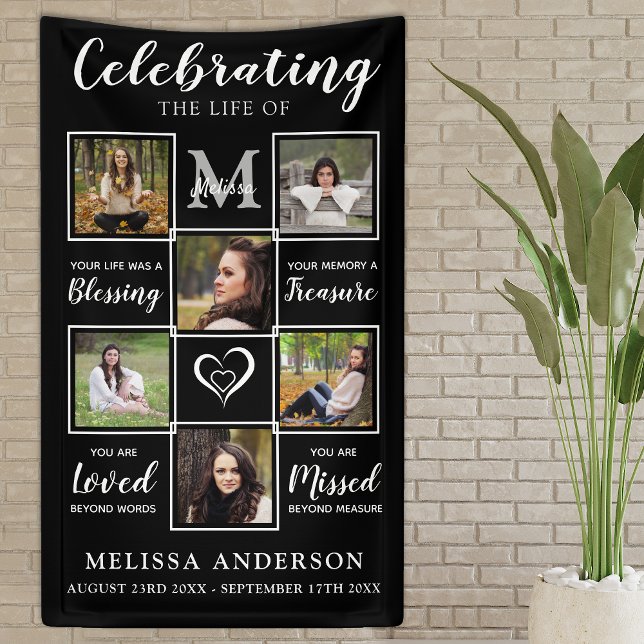Personalized Photo Collage  Memorial Funeral Banne Banner (Creator Uploaded)