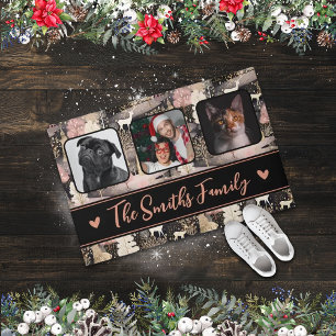 Personalized Photo Collage Modern Christmas  Doormat