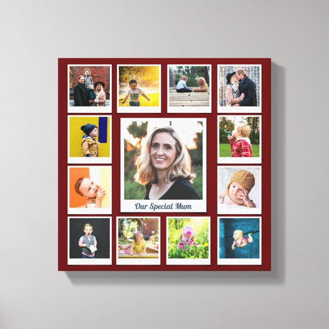 Personalized Photo Collage Modern Family Keepsake Canvas Print (Front)