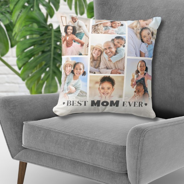 Personalized Photo Collage Mom Throw Pillow (Personalized Photo Collage Mom Throw Pillow)