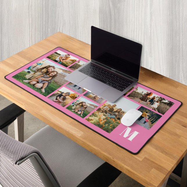 Personalized Photo Collage Monogram Desk Mat (Creator Uploaded)