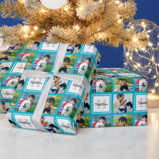 Personalized Photo Collage Monogram Initial Name Wrapping Paper