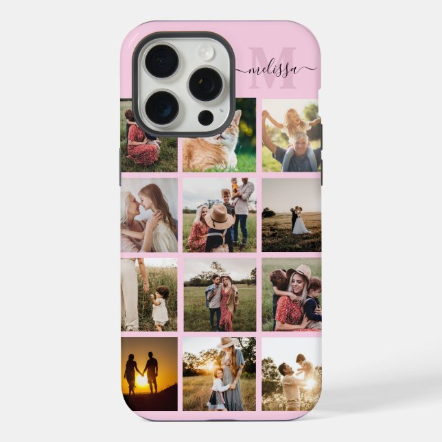Personalized Photo Collage Monogram iPhone Case (Back)