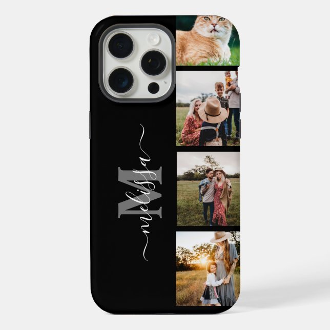 Personalized Photo Collage Monogram iPhone Case (Back)