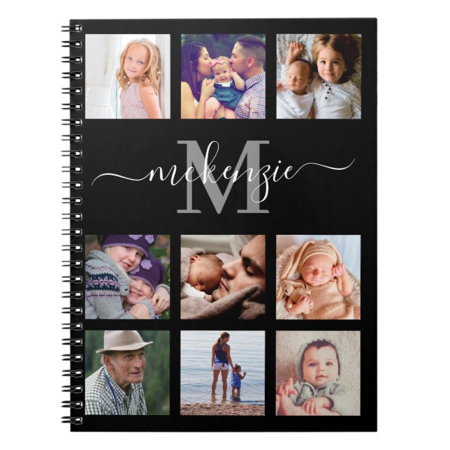Personalized Photo Collage Monogram Name Notebook (Front)