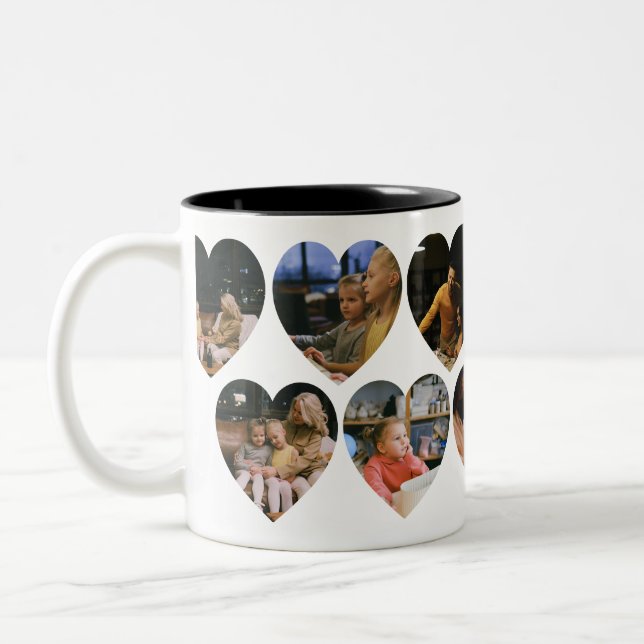Personalized Photo Collage Mug with Heart Frames (Left)