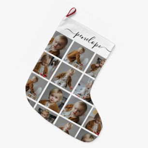 Personalized Photo Collage Name Large Christmas Stocking