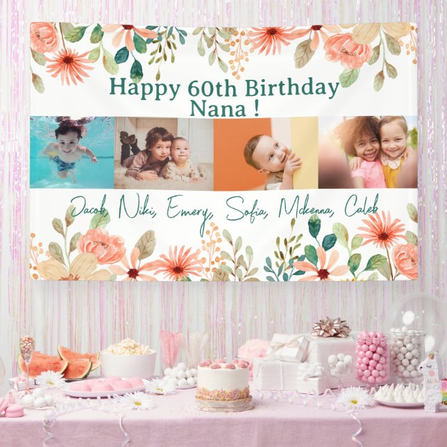 Personalized Photo Collage Nana Grandma's Birthday Banner (Party)