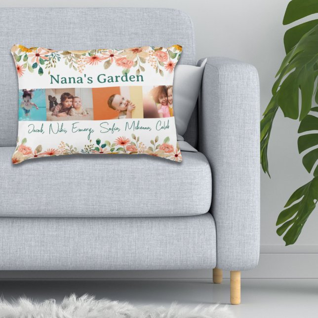 Personalized Photo Collage Nana Grandma's Garden  Accent Pillow (Personalized Photo Collage Nana Grandma's Garden Accent Pillow)