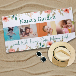 Personalized Photo Collage Nana Grandma's Garden  Beach Towel