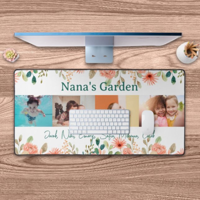 Personalized Photo Collage Nana Grandma's Garden  Desk Mat (Personalized Photo Collage Nana Grandma's Garden Desk Mat)