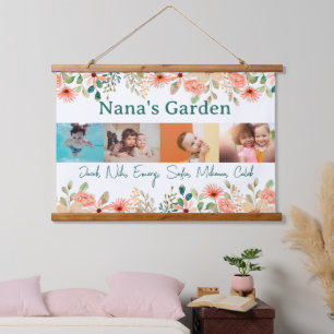 Personalized Photo Collage Nana Grandma's Garden Hanging Tapestry