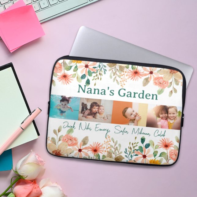 Personalized Photo Collage Nana Grandma's Garden  Laptop Sleeve (Personalized Photo Collage Nana Grandma's Garden Laptop Sleeve)