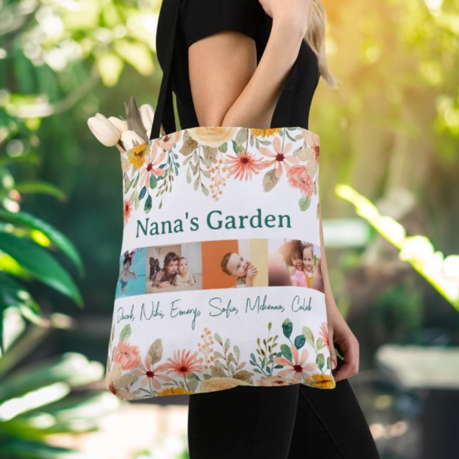 Personalized Photo Collage Nana Grandma's Garden  Tote Bag (Personalized Photo Collage Nana Grandma's Garden Tote Bag)