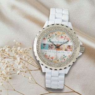 Personalized Photo Collage Nana Grandma's Garden Watch