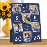 Personalized Photo Collage Navy Blue Graduation  Plaque<br><div class="desc">Celebrate your graduate and give a special personalized gift with this custom photo collage graduation plaque. This unique photo collage graduate plaque is will be a treasured keepsake. Customize with 6 of your favourite senior or college photos, and personalize with graduating year, monogrammed name, high school or college. See 'personalize...</div>