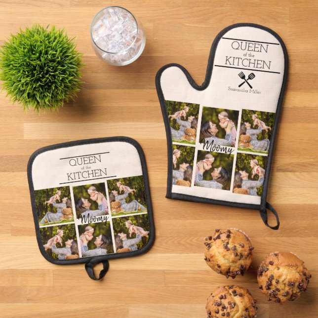 Personalized Photo Collage Oven Mitt & Pot Holder Oven Mitt & Pot Holder Set (Top Down)