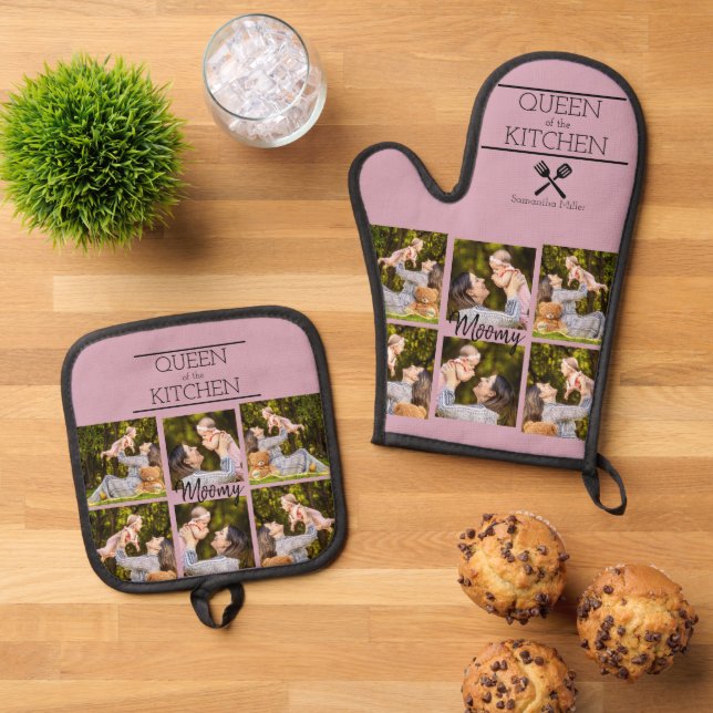 Personalized Photo Collage Oven Mitt & Pot Holder Oven Mitt & Pot Holder Set (Top Down)