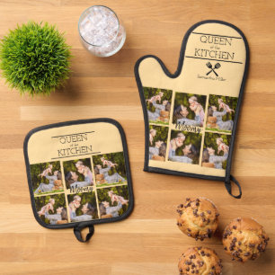 Personalized Photo Collage Oven Mitt & Pot Holder Set