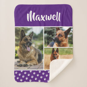 Personalized Photo Collage Pet Dog Name Sherpa Blanket