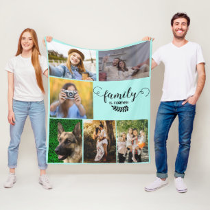 Personalized Photo Collage, Sweet Happy  Family Fleece Blanket