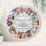 Personalized Photo Collage White Wood Family Large Clock<br><div class="desc">Easily create your own personalized white wooden planks farmhouse style wall clock with your custom photos,  family name and established year. For best results,  crop the images to square - with the focus point in the center - before uploading.</div>