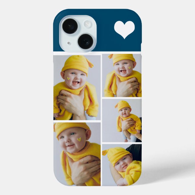 Personalized Photo Collage With Heart Case-Mate iPhone Case (Back)