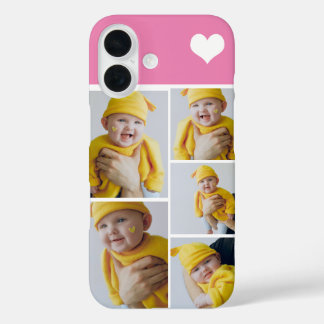 Personalized Photo Collage With Heart iPhone 16 Case