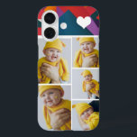 Personalized Photo Collage With Heart iPhone 16 Case<br><div class="desc">Make a Personalized Photo keepsake phone case with love heart detail from Ricaso - add your own photographs - photo collage keepsake gifts

available for many styles - choose your option in the drop down menu</div>