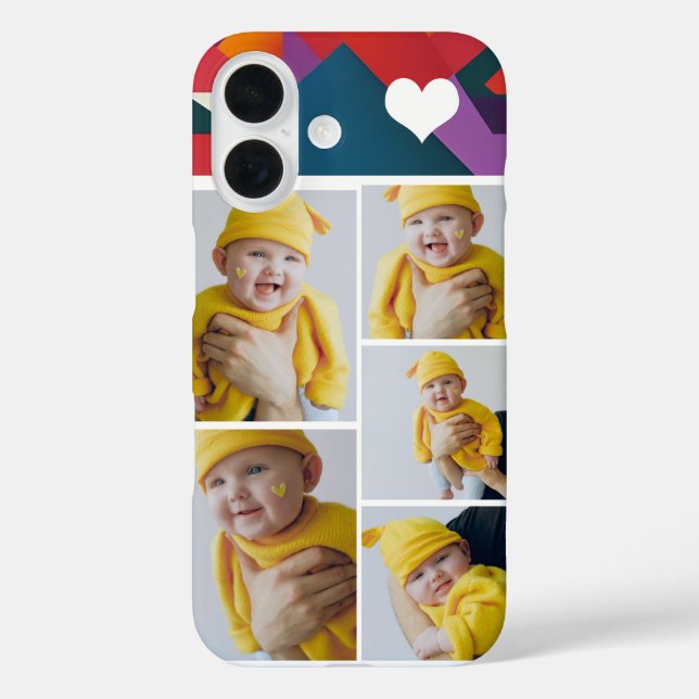 Personalized Photo Collage With Heart Case-Mate iPhone Case (Back)