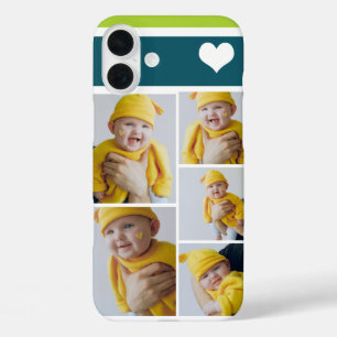Personalized Photo Collage With Heart iPhone 16 Plus Case