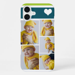 Personalized Photo Collage With Heart iPhone 16 Plus Case