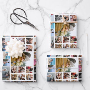 Personalized Photo Collage Wrapping Paper Sheet