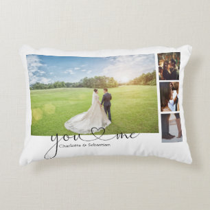 Personalized Photo Collage You And Me Heart Accent Pillow