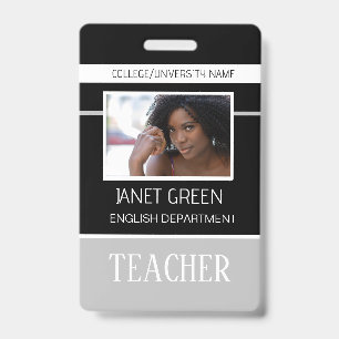 Personalized Photo College University Teacher ID  Badge
