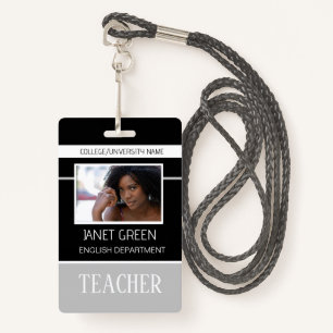 Personalized Photo College University Teacher ID  Badge
