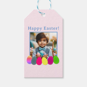 Personalized Photo Coloured Eggs Pink Blue Easter  Gift Tags