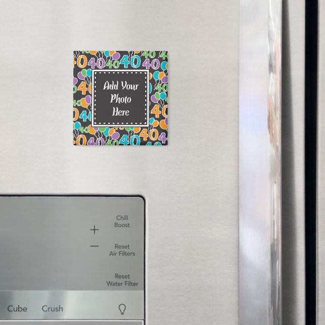 Personalized Photo Colourful 40th Birthday Magnet (In Situ (Fridge))