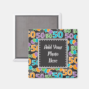 Personalized Photo Colourful 50th Birthday Templat Magnet