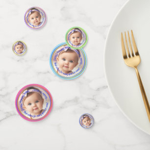 Personalized Photo Colours Blue Silver Gold Border Confetti