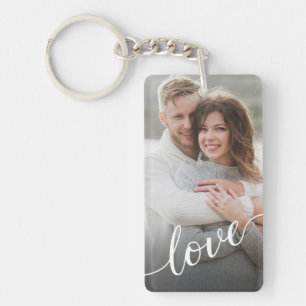 Personalized Photo Couple Love Script Keychain