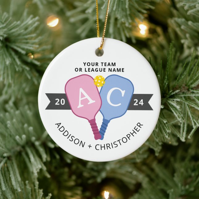 Personalized Photo Couples Pickleball Ornament (Tree)