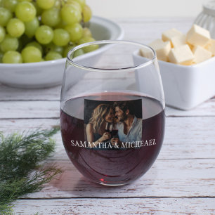 Personalized Photo Couples Wedding Gift  Stemless Wine Glass