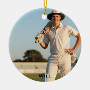 Personalized Photo Cricket Christmas Ceramic Ornament