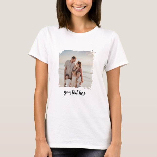 Personalized Photo Cup Custom Text Family Picture T-Shirt (Front)