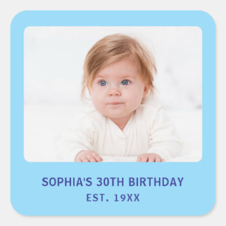 Personalized Photo Custom Birthday Party Favours Square Sticker