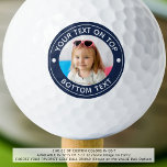 Personalized Photo Custom Colour and Text Golf Bal Golf Balls<br><div class="desc">Easily create a unique, personalized golf ball with your photo and custom text in your choice of colours for the golfer you know. The sample shows navy blue. Contact the designer BEFORE ORDERING via Zazzle Chat or makeitaboutyoustore@gmail.com for design modifications or assistance with personalizing or transferring the design to another...</div>